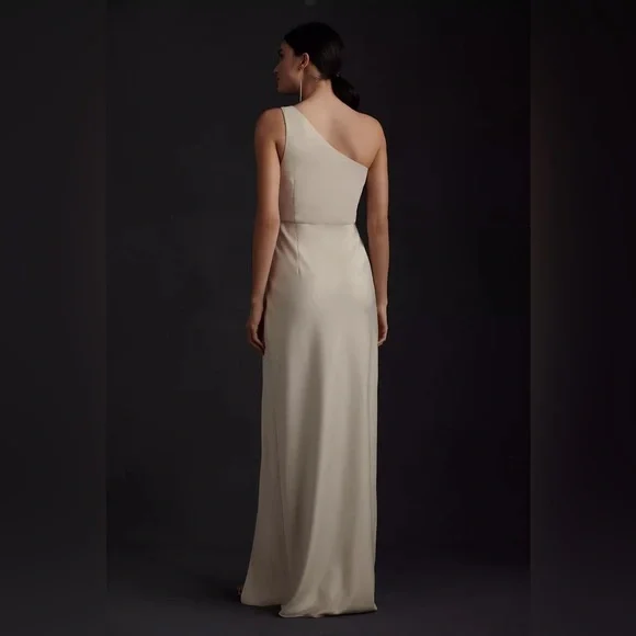 Anthropologie BHLDN Dylan One-Shoulder Satin Formal Cocktail Maxi Dress 12 NWOT - Picture 2 of 16
